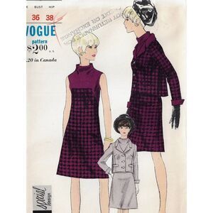 60s Womens One Piece Dress and Jacket Vogue Sewing Pattern 6923 Size 16 Bust 31